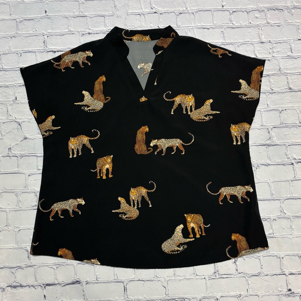 Leopard Print Black Blouse